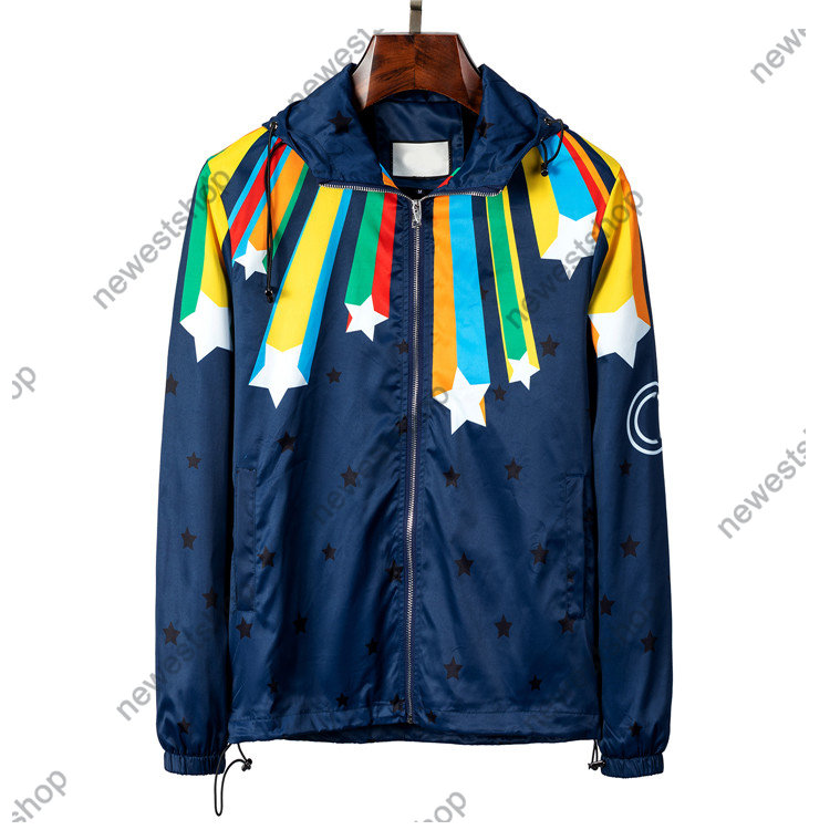 

2022 Men Women Designers Jackets Autumn color stripe print coat top quality Pentagram printing coats Man Fashion Streetwear long Sleeve luxurys Jacket, Blue
