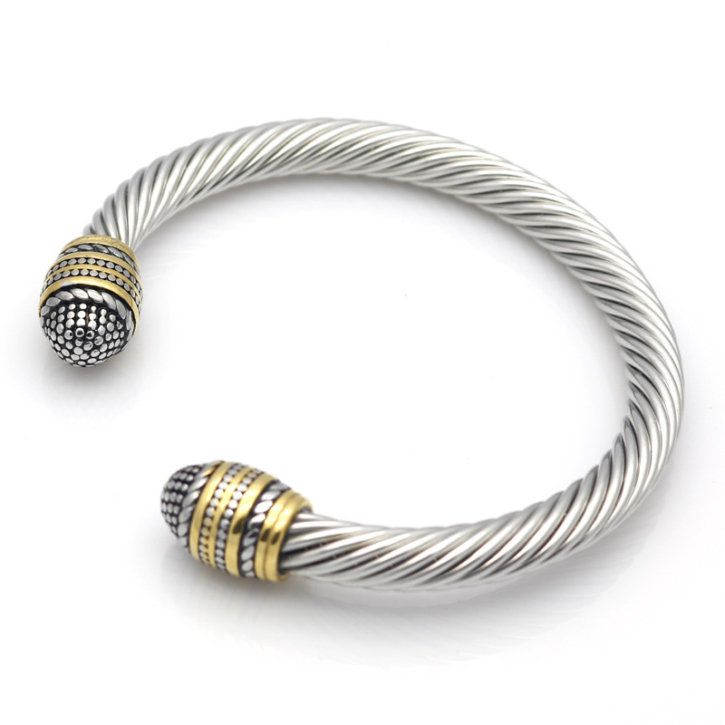 

Bangle European and American Titanium Steel Twisted Wire Gold Bracelet Stainless Steels Wire Rope Bracelets Cable Bracelet