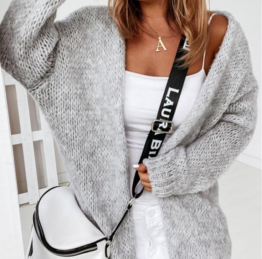 

Women Sweater Fashion Solid Color Soft Long Sleeve Sweaters Lady Warm All-Match Knitted Streetwear Women Loose Coat, 09