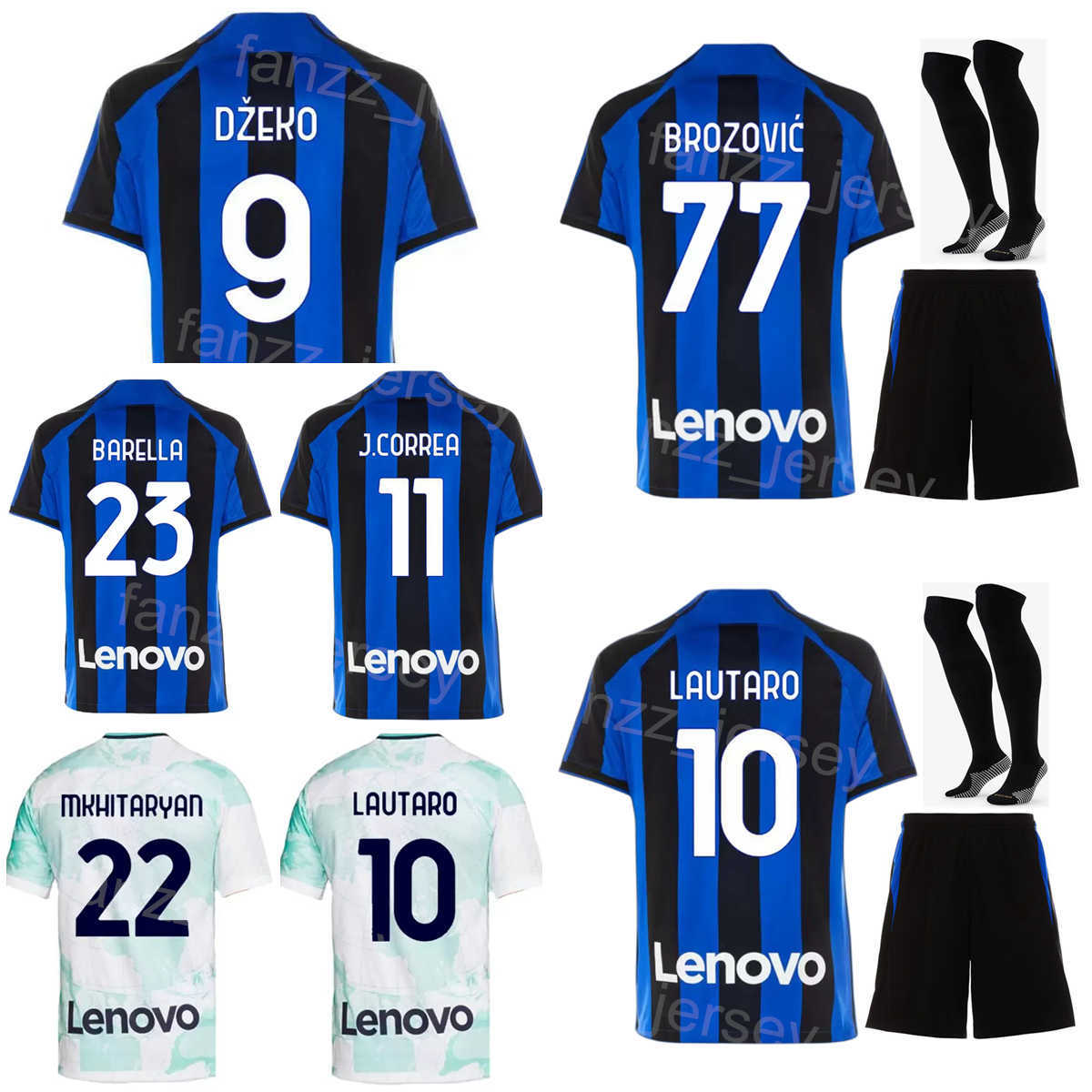 

2022-23 Man Kids Club Soccer 77 Marcelo Brozovic Jersey Set 9 Edin Dzeko 90 Romelu Lukaku 20 Hakan Calhanoglu 23 Nicolo Barella 10 Lautaro Martinez Football Kits GuoMi, Men with patch