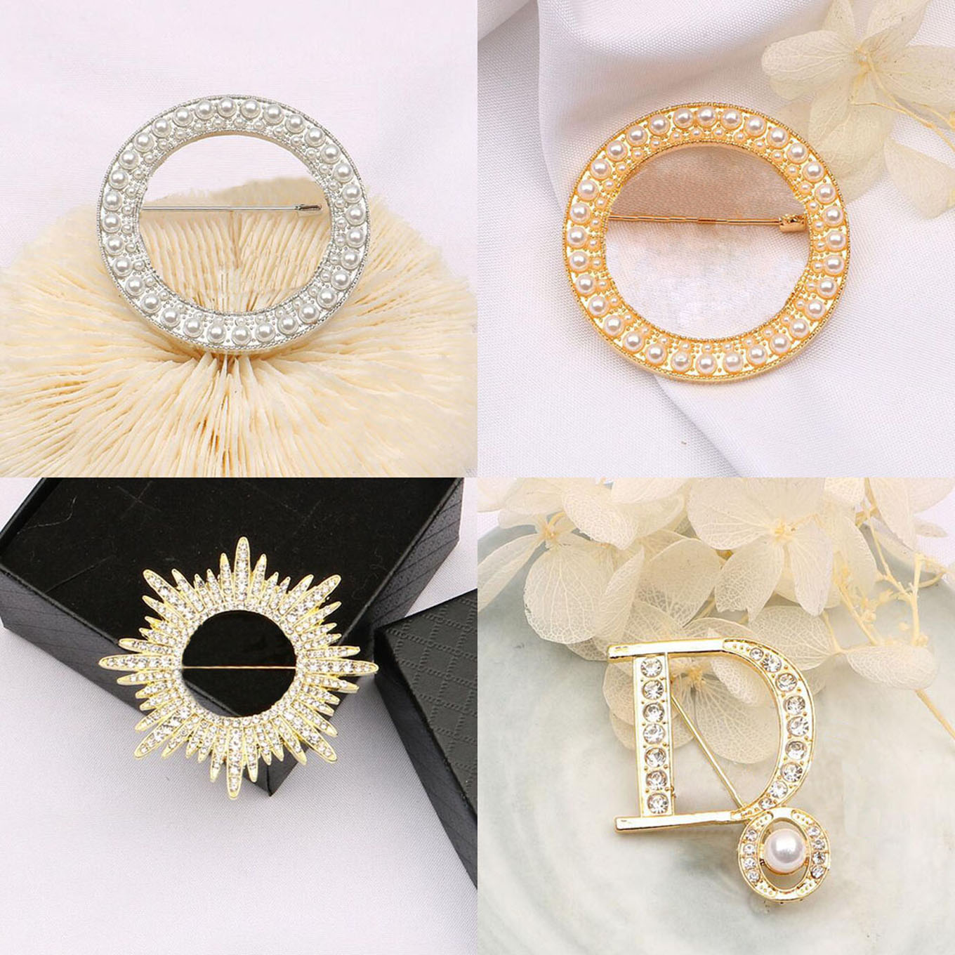 

20colors Famous Brand Designer Charm Letter Silver Multicolor Pearl Women Pearl Rhinestone Brooch Suit Pin Fashion Jewelry Accessories