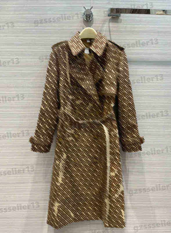 

Designer Trench Coat Women Full Body Print Graffiti Design Trench Coats Fashion Brand Autumn And Winter High-end Lapel Belt Decoration Long Jackets 0912, 11