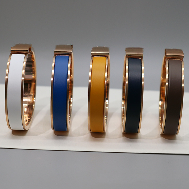 

Enamel Rose gold Samurai Bangle Men's Women's gold letter buckle Titanium Designer Bracelet 17# 19# 21# with Velvet Bag