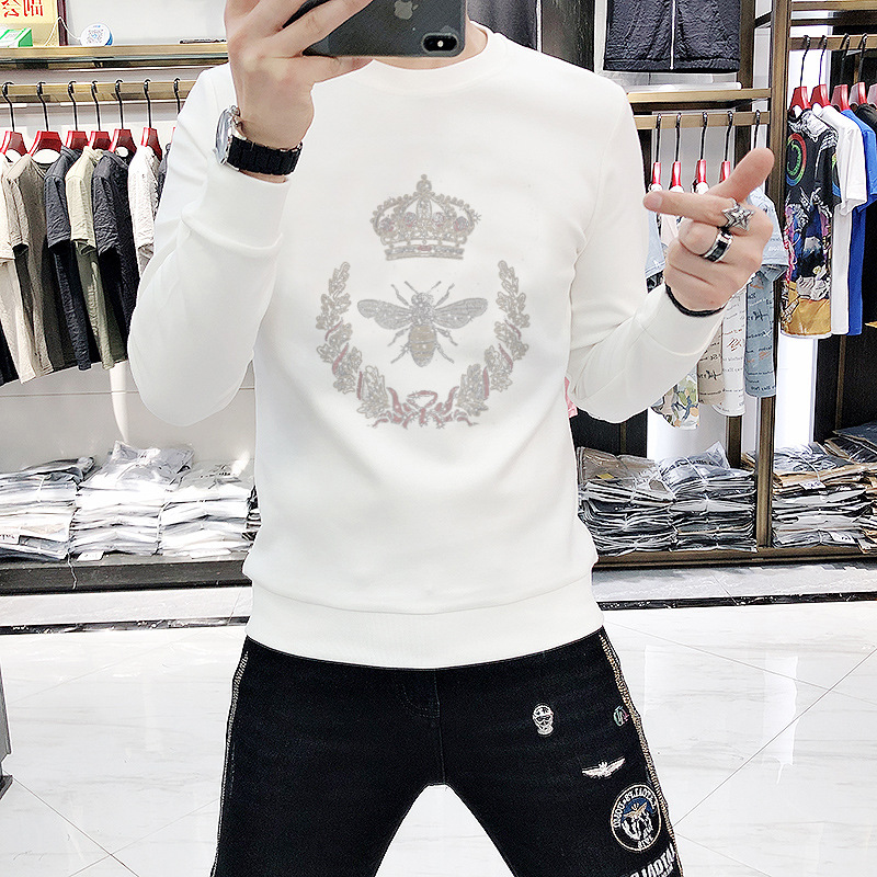 

Plus Size Men' Hoodies Autumn Mens Hot Diamond Wear Fashion Handsome Cotton Long Sleeve Sweatshirt Printed Top -5XL