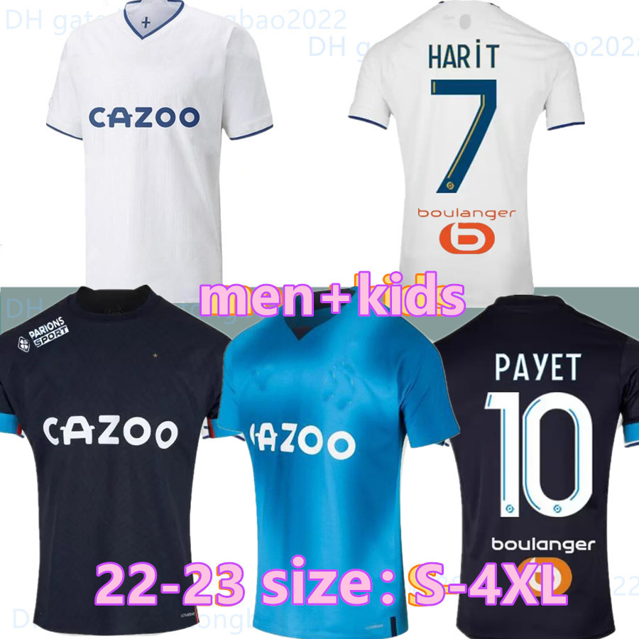 

S-4XL 22 23 MILIK PAYET soccer jerseys 2022 2023 MarseilleS maillot foot CUISANCE THAUVIN BENEDETTO under football shirts men kids GUENDOUZI ALVARO GERSON KONRAD, 22-23 away