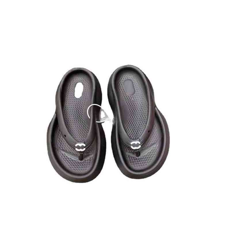 

2022 summer new small fragrance Chinese ancients' character slipper female muffin thick bottom feeling of stepping on excrement pinch foot, Black