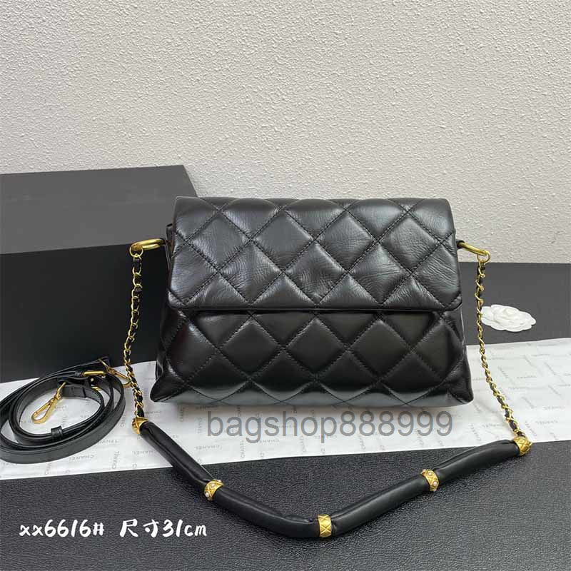 

Cowhide tote bags women's underarm bag classic Luxury Designer Bags retro Grid pattern metal chain messenger handbag Black and White wallet