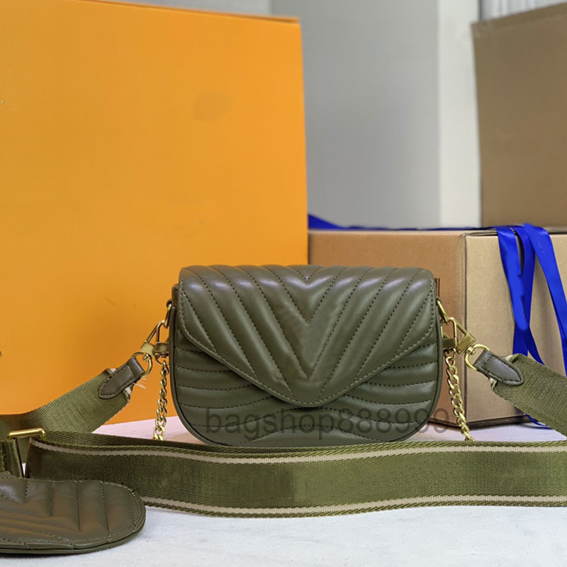 

Ladies Messenger Bag Fashion Copper Gold Chain Bags Multi Pochette Wave Handbag Smooth Quilted Calf Leather Round Wallet 2022 quality