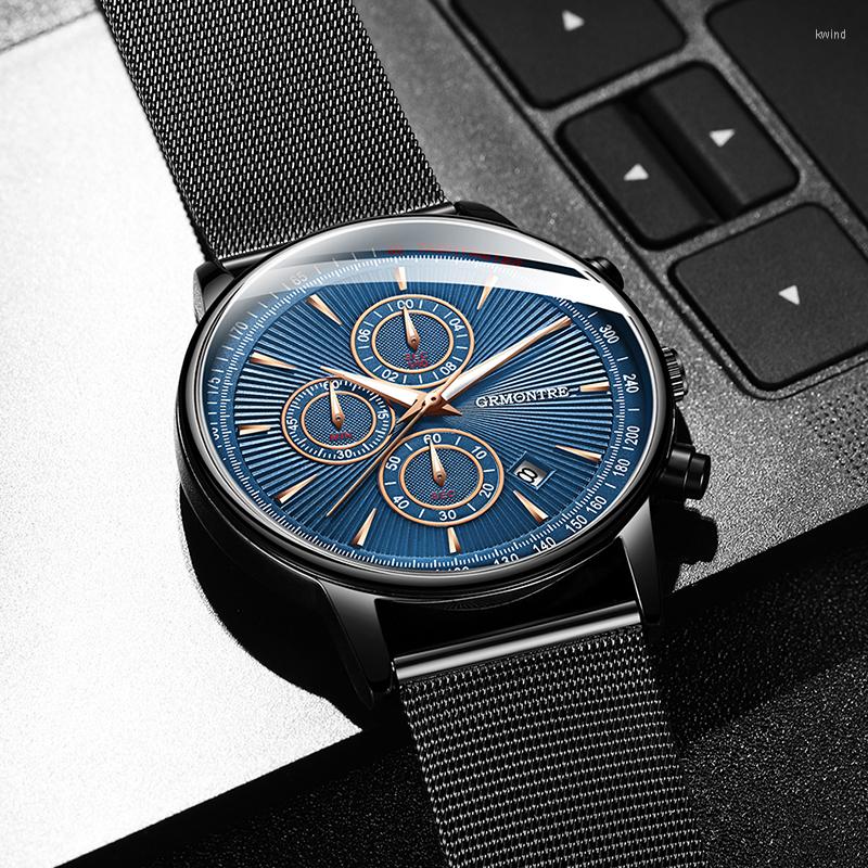 

Wristwatches Watches Men Stainless Steel Band Quartz Wristwatch Military Chronograph Clock Male Fashion Sporty Watch Waterproof GRMONTRE, 06