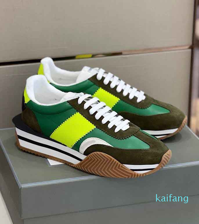 

Top Quality Men James Sneaker Shoes Side Stripe Skateboard Walking Chunky Rubber Sole Suede & Nylon Leather Mesh Sports Discount Trainer