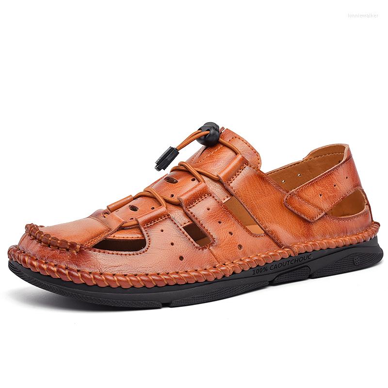 

Sandals Para White For Beach Slippers Shoes Big Sandalhas Male Men Piel Outdoor 44 Luxury On In Leather Size S Footwear Comfort, Red brown