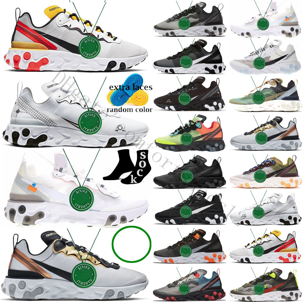 

Running Shoes Mens Trainer Sports Sneakers React Vision Triple Black White Light Smoke Grey Orange Peel Phantom Desert Sand Element 87 55 Men Women Walking Sneakers, Color # 32