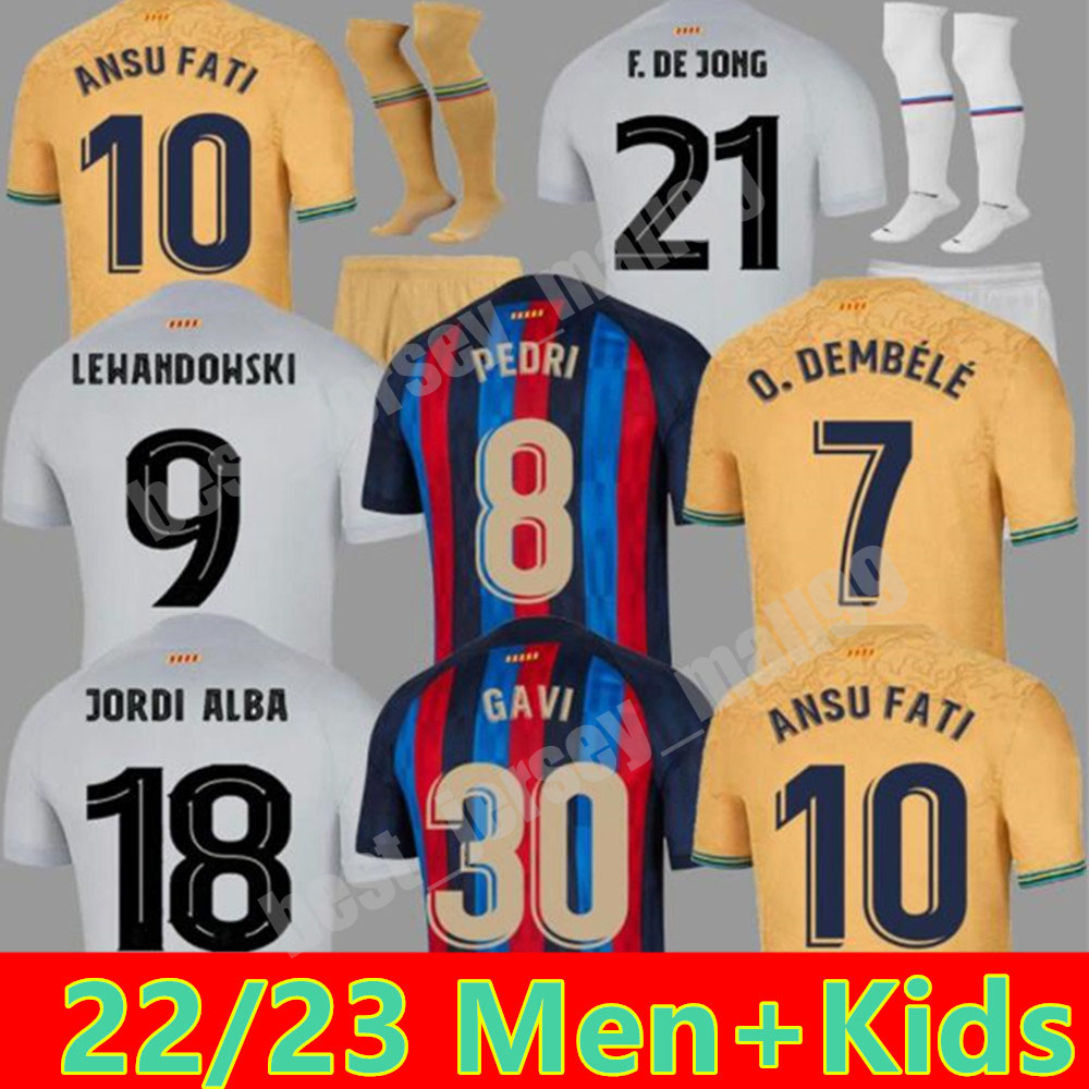 

22 23 Camisetas de football soccer jersey PEDRI LEWANDOWSKI GAVI 2022 2023 FC ANSU FATI FERRAN RAPHINHA barcelona DEST football shirt men barca kit kids equipments, Adult gk+champion patch