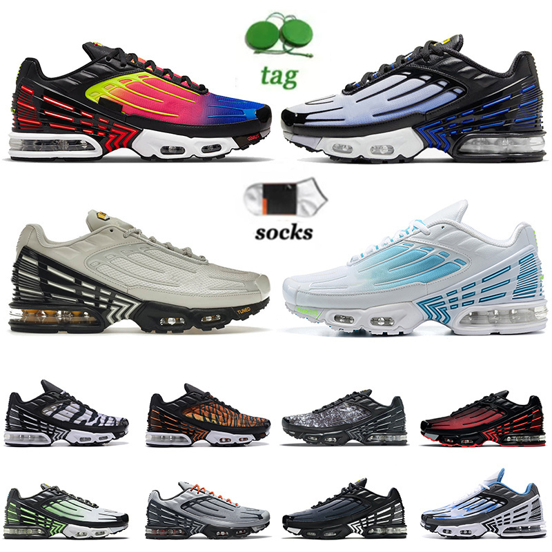 

Newest Men Women Tn 3 Sneakers Tuned Plus III Running Shoes Triple Black White Rainbow Bone Crimson Red Neon Grey Navy Aqua Off Tns Trainers, C54 purple nebula 36-46