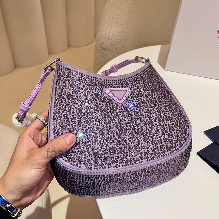 

designer bags shining Hobos shoulder bag ladies Rhinestone handbag Fashion tote Diamonds underarm bags size 24cm, Pink