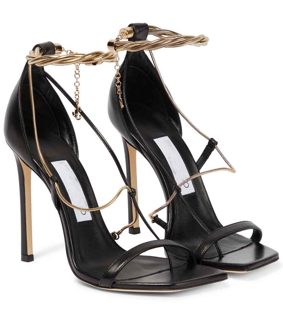 

Luxury Women Oriana Sandals Shoes Gold Chains Vamps Ankles Lady Stiletto High Heels Party Wedding Dress Sexy Lady Pumps With Box, 11