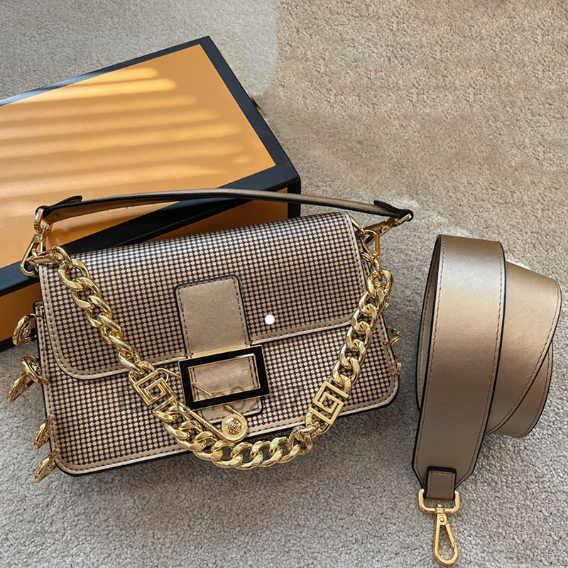 

designer bags Bag Baguette Brooch Shoulder Underarm Crossbody Bags Chain Women Lady Handbag Purse Silk scarves High quality Removable straps, 00