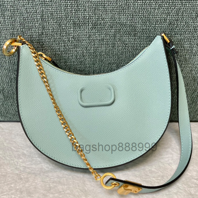 

Top Stud Moon Hobo Underarm Bag Women Shoulder Crossbody Bags Cowhide Leather Gold Metal Inside Fashion Letters Solid Color Handbags 2022