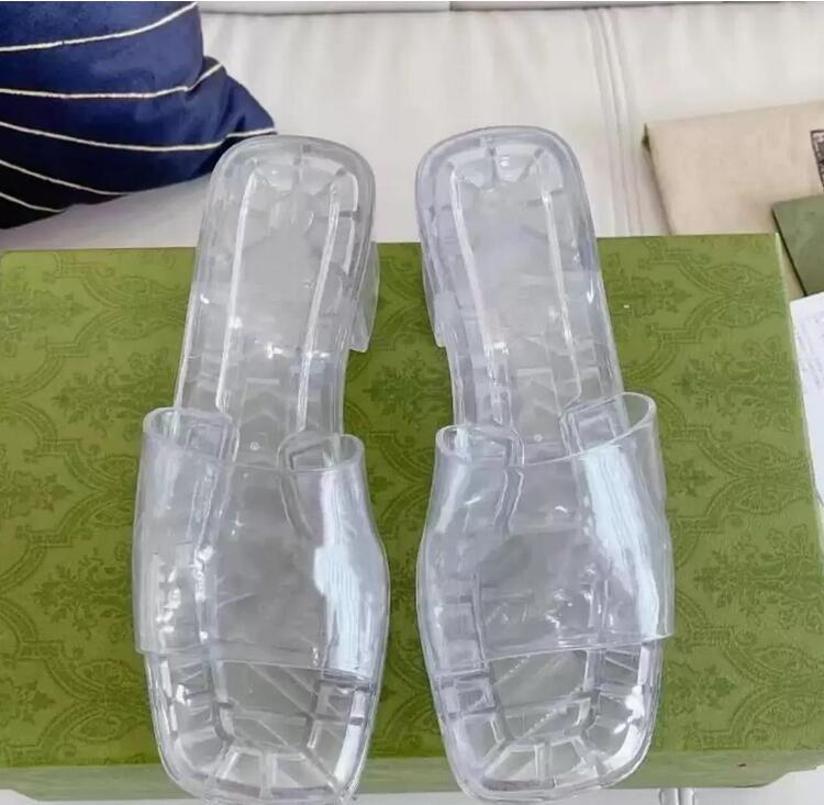 

Women Chunky Heels Slippers Fashion Leisure Sandal Designer Letter Printing Jelly Sandal Rubber Luxury Brand Beach High-Heeled Shoes Slipper, Not for individual sale