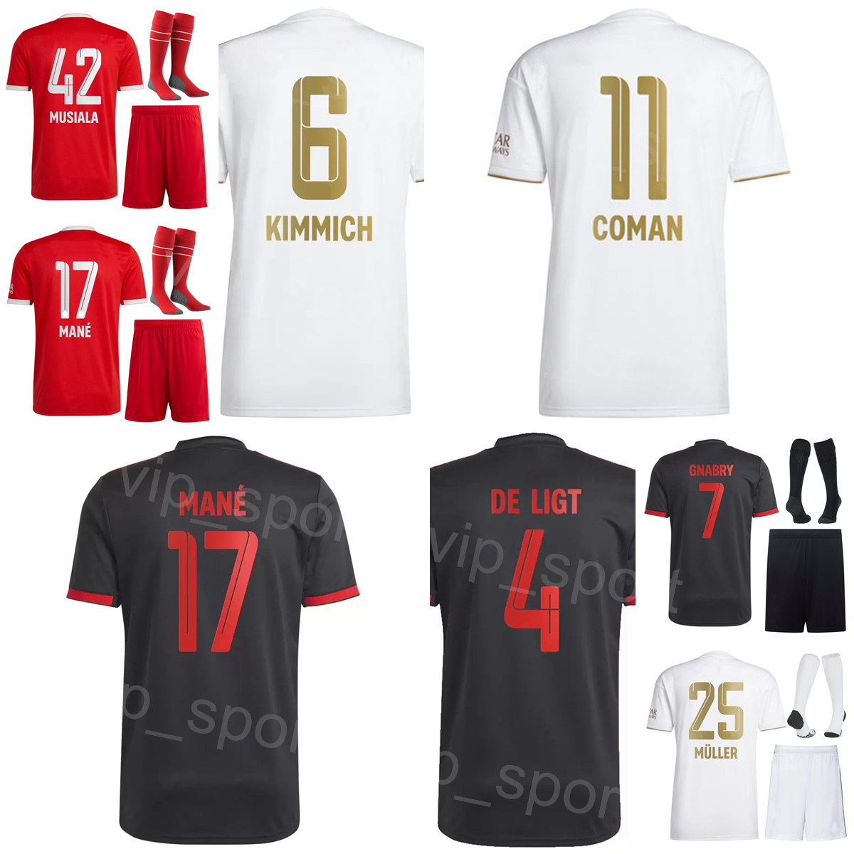 

22-23 Youth Men Club 2 UPAMECANO Soccer Jersey Set 21 HERNANDEZ 1 NEUER 4 DE LIGT 18 SABITZER 19 DAVIES 5 PAVARD Football Shirt Kits Uniform Breathable Team Color BaiRen, Kids