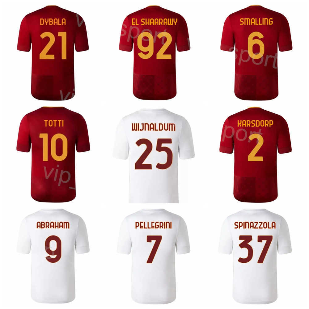 22-23 FC Club 25 Wijnaldum Soccer Jersey 7 Pellegrini 2 Karsdorp 4 Cristante 23 Mancini 21 Dybala 9 Abraham Football Shirt Kits Red White Team Co