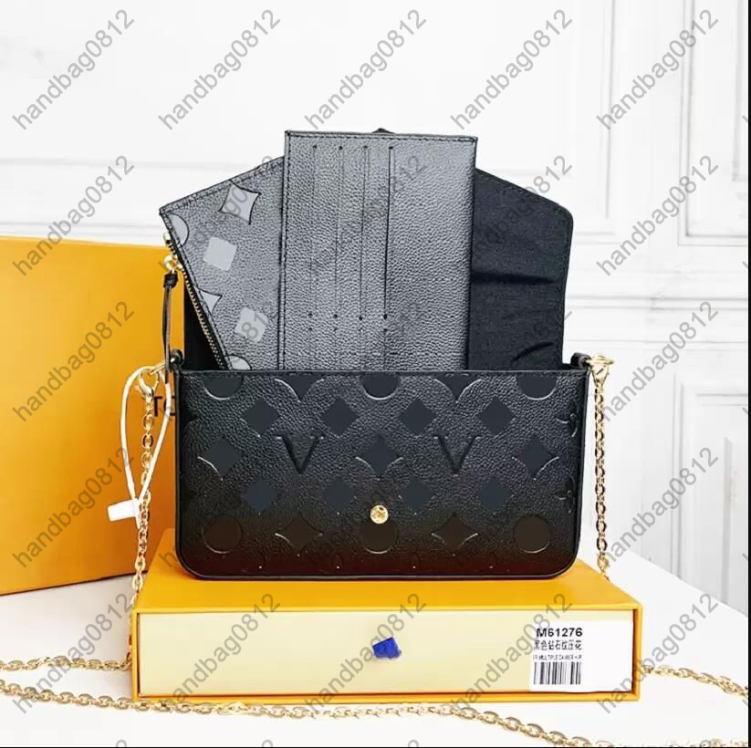 

3 pcs/set multi Pochette Felicie bag women shoulder bag accessories Crossbody Purse Desinger Handbags Flowers with box M80498 M61276, Customize