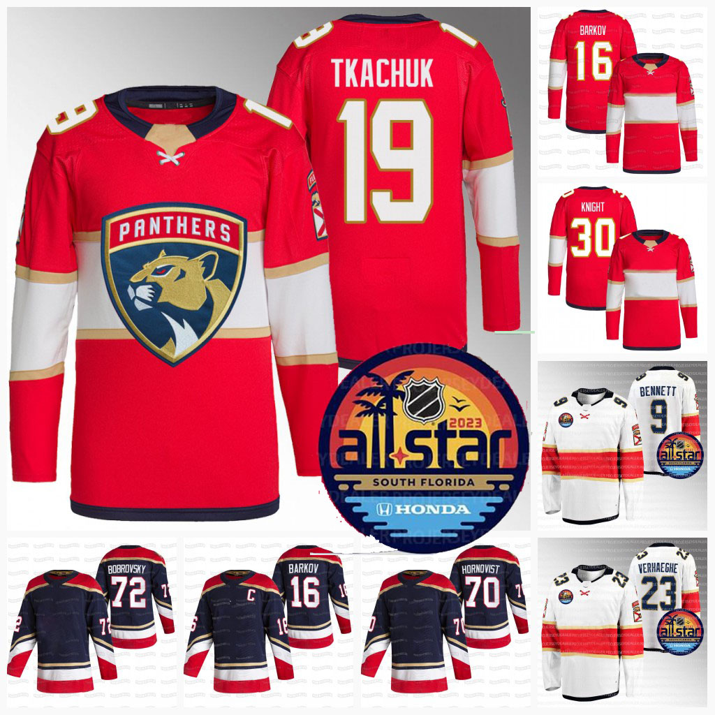 

Florida 19 Matthew Tkachuk 2023 All-Star Panthers Jersey Aleksander Barkov Joe Thornton Spencer Knight Sam Bennett Reinhart Aaron Ekblad Reinha Carter Verhaeghe, As pic