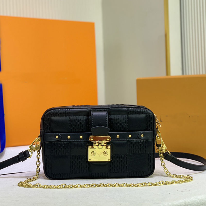 

designer bags Bag Camera Check Ladies Crossbody Bags Flap Gold Chain Purse Damier With Cotton Sheepskin Back Package Adjustable Leather Shou