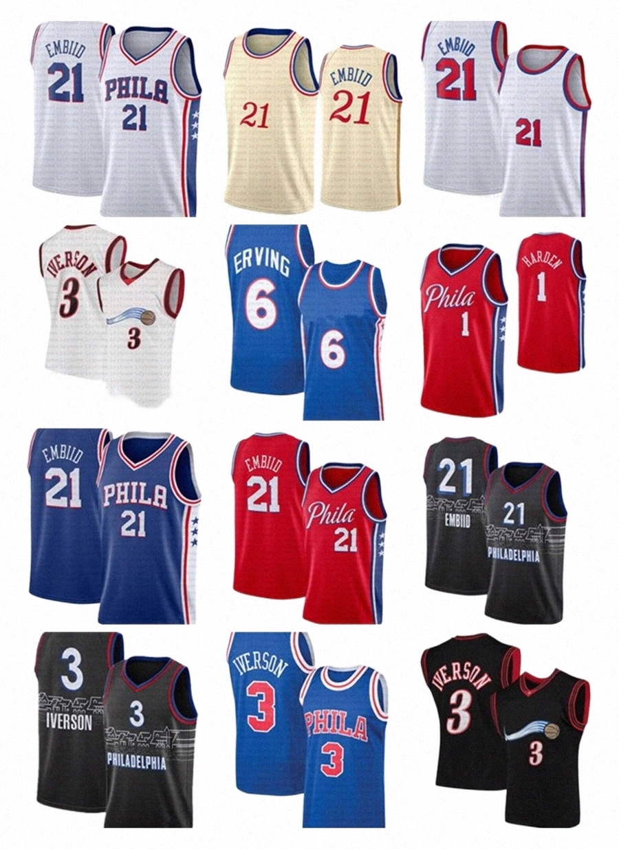 

Basketball Jerseys 2022 new Joel 21 Embiid James 1 Harden Allen 3 Iverson Basketball Jersey Tyrese Maxey City Julius 6 Erving Joe sixer Edition Retro Shirt 75th A Z1NG#