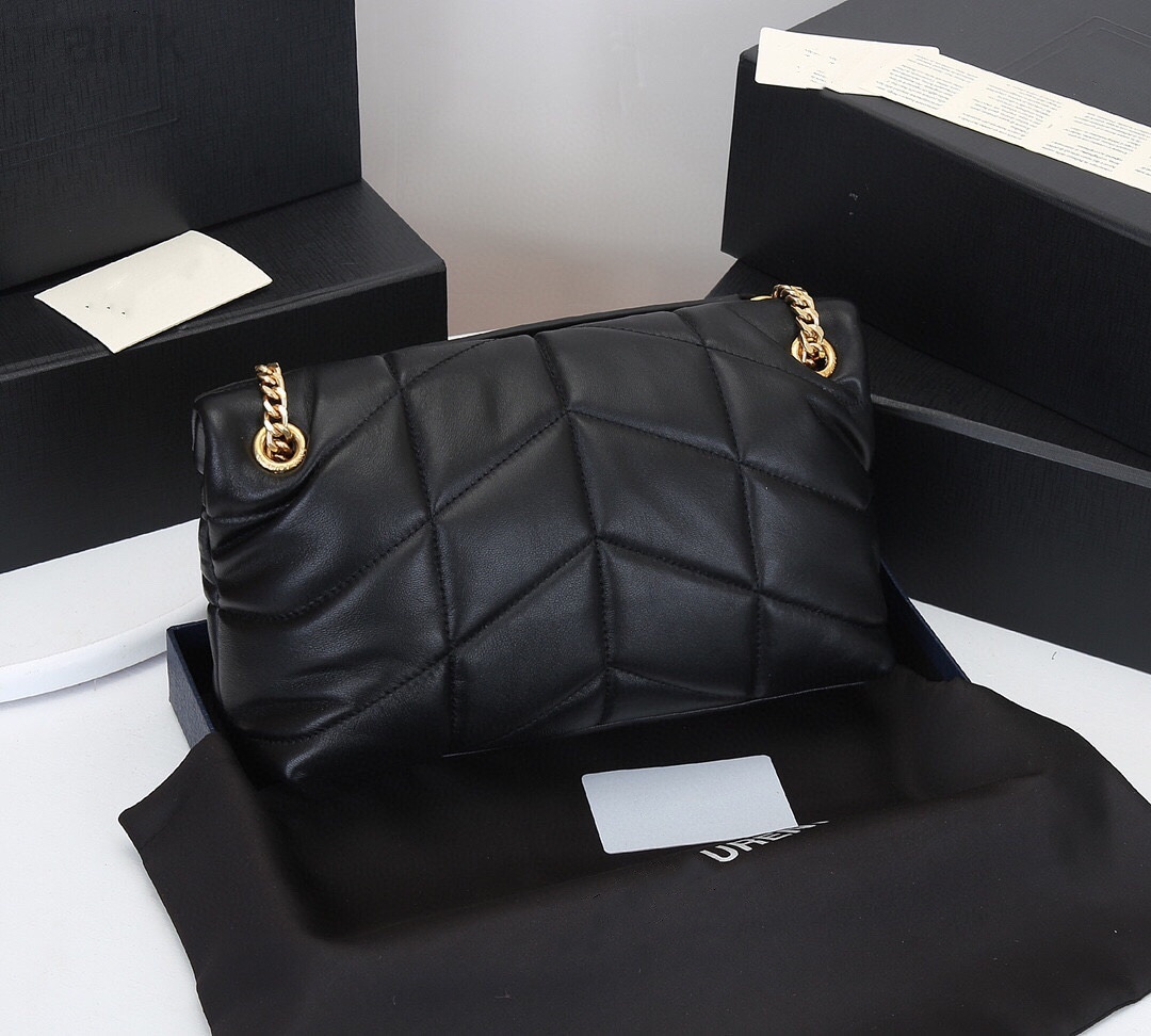 

Shoulder Bags Soft Sheepskin Women Loulou Puffer Genuine Leather Handbag Crossbody Classic Envelope Bag Chain Cross Designer Handbags, Separate