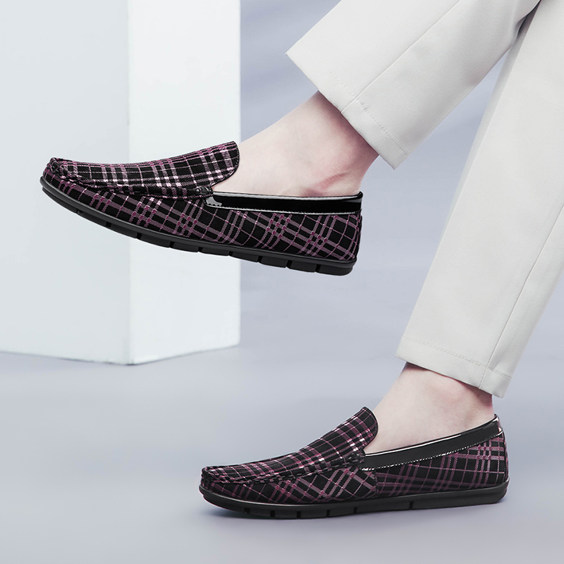 Mocassins hommes chaussures couleur correspondant couche supérieure peau de vache tendance Simple et confortable respirant conduite chaussures dé