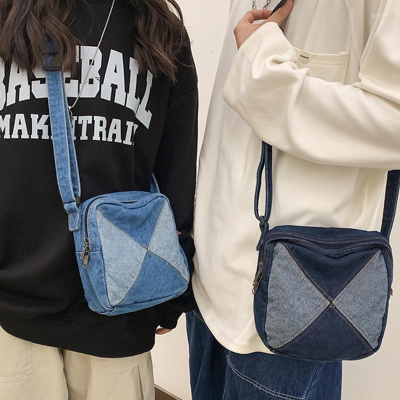 

Evening Bags Stitching Washed Denim Bag For Women Casual Cloth Shoulder Summer Crossbody Fashion Travel Handbag Purse Bolsa, Darkblue