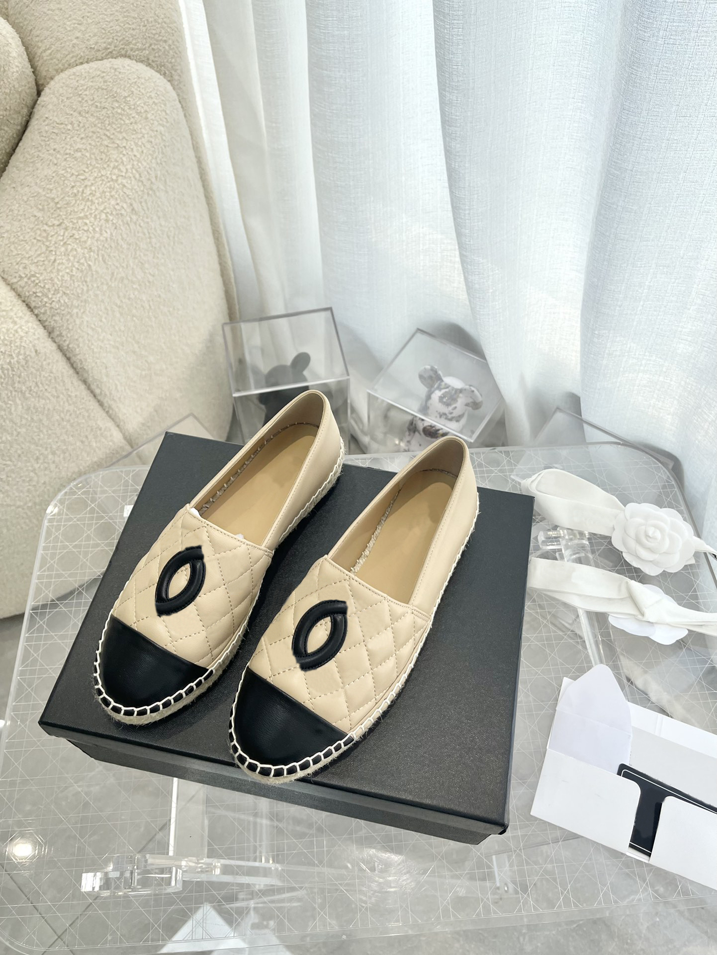 

Cotton Tweed Espadrilles Designer Women Leather Loafers Casual Shoes Fishman Dress Print Slip-on Stitch Khaki Platform Spring Shoe Size 34-42, Customize