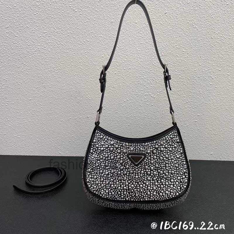 

designer bags Classic Ladies Underarm bag Famous women Fashion Half Moon handbag 2022 lady Crystal embellishment Shoulder 2022 top quality, Pink