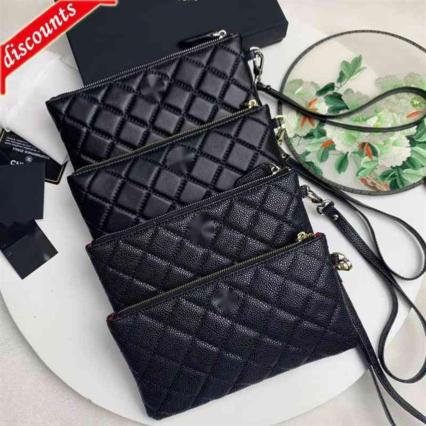 

Brand Design 9889 Letter Luxury Plaid Cc Chain Clutch Lambskin Diamond Pattern Pouch Women's Le Boy Long Wallet Caviar Leather Pur271A