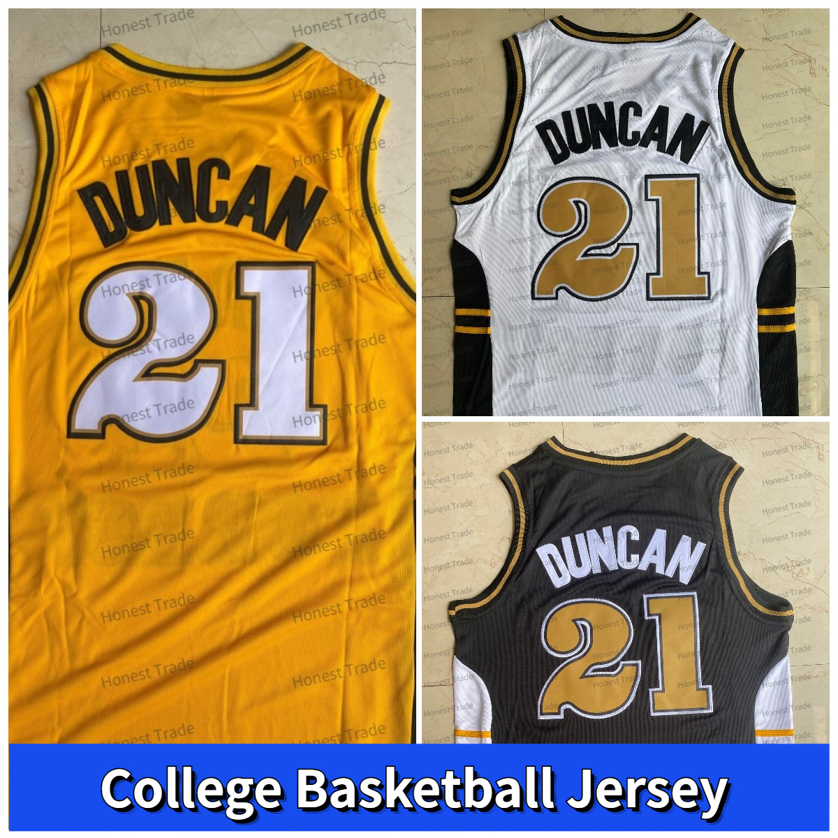 

Tim 21 Duncan Chris Paul Basketball Jersey Wake Forest Demon Deacons Black White Yellow Gold Stitched Mens Jerseys