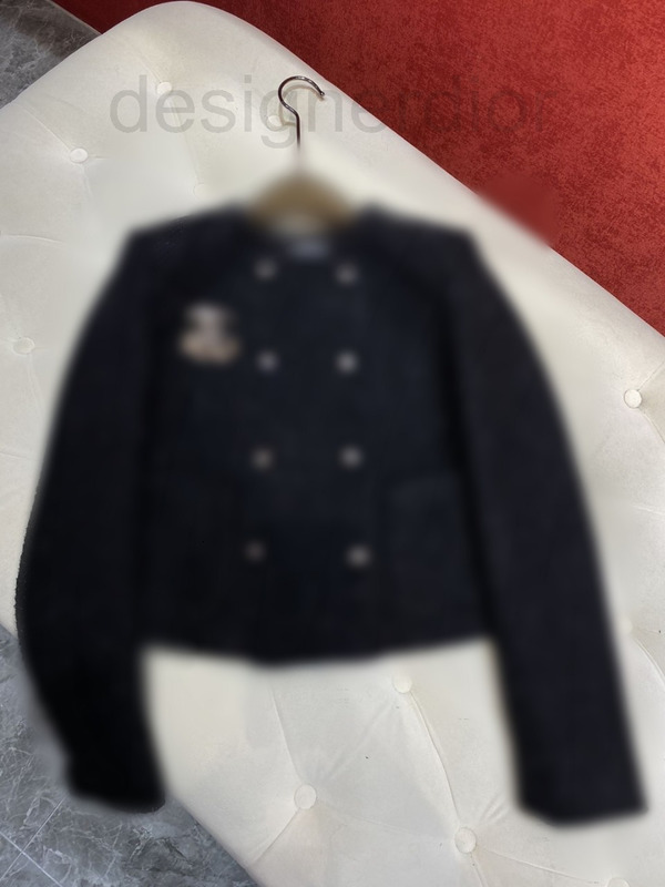 

Women' Jackets designer 22 In early autumn a short tweed jacket with black gold silk waist, 2# packing bag