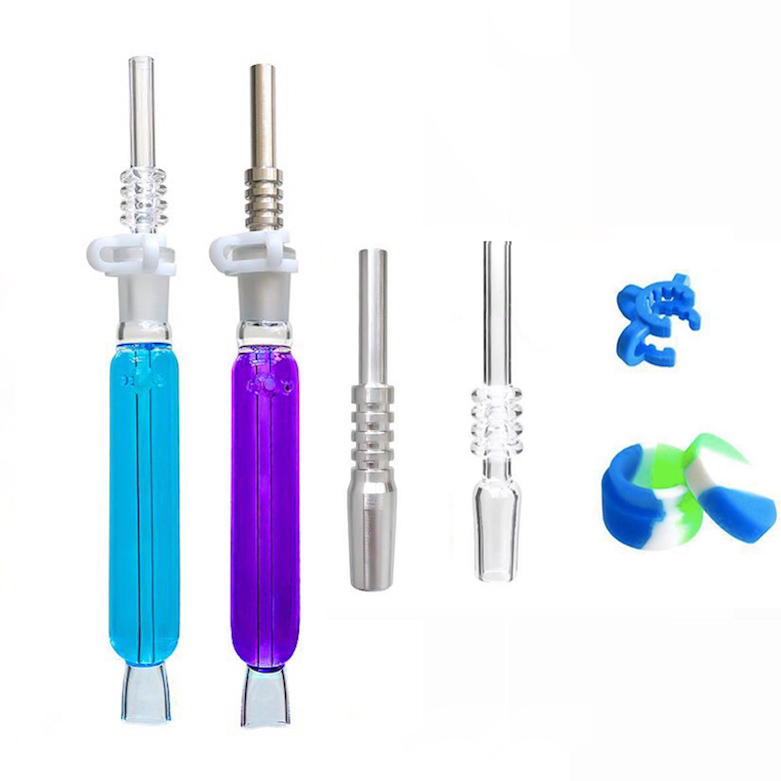 

Smoking Accessories 14mm Freezable Glycerin oil burner Dab Straw with Quartz nail or Stainless Steel tip glass collect for smoking water bongs pipe