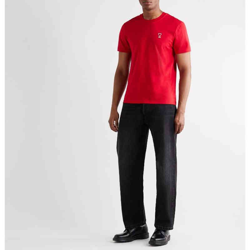 

t Shirts Mens Classic Amies Trendy Oversize Love Decal Cloth Short Sleeve Casual Cotton Fashionable Polo Shirt, Red