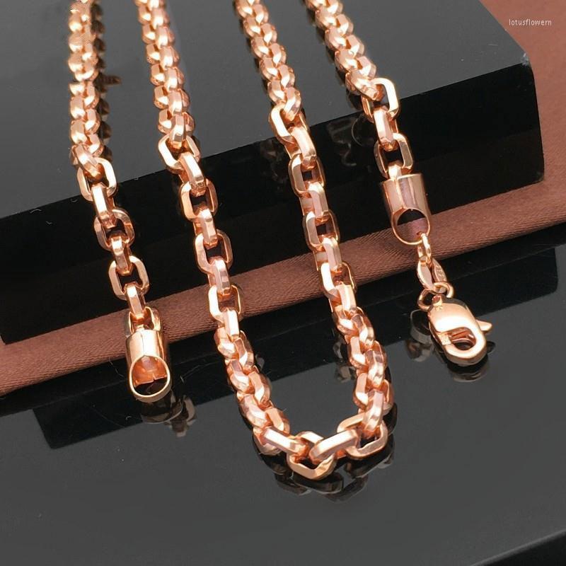 

Chains 585 Purple Gold Plated 14K Rose Chunky Necklace Hip Hop Style Men's And Women's Party Stacking Jewelry Accessories
