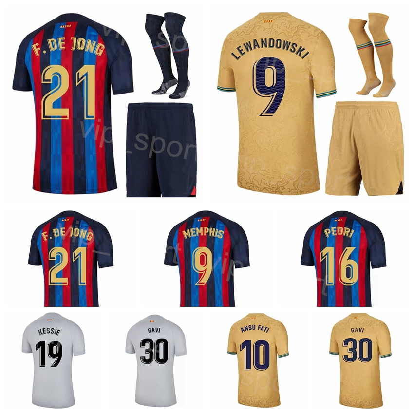 

Man Kids Club 21 DE JONG Soccer Jersey Set 19 KESSIE 4 ARAUJO 15 CHRISTENSEN 18 JORDI ALBA 9 LEWANDOWSKI 9 MEMPHIS Football Shirt Kits Custom Name Number 22-23 BaSai