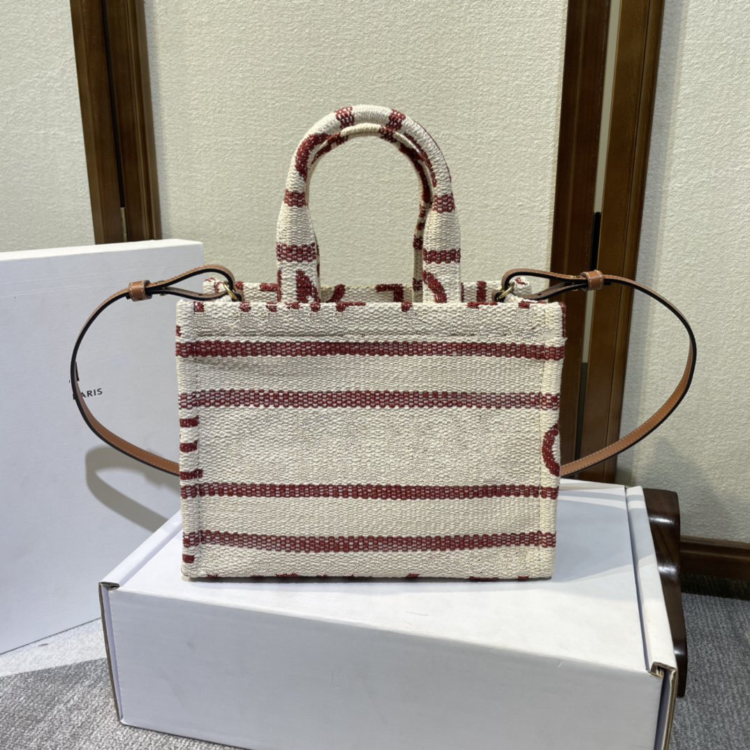 

7A Original List Super Luxury The New Cabas Thais for Fall Canvas Shoulder Bags Handbag Totes Stylish Feminine Luxury Soft Powerful Space Ces Lines Notebook, Red+nude