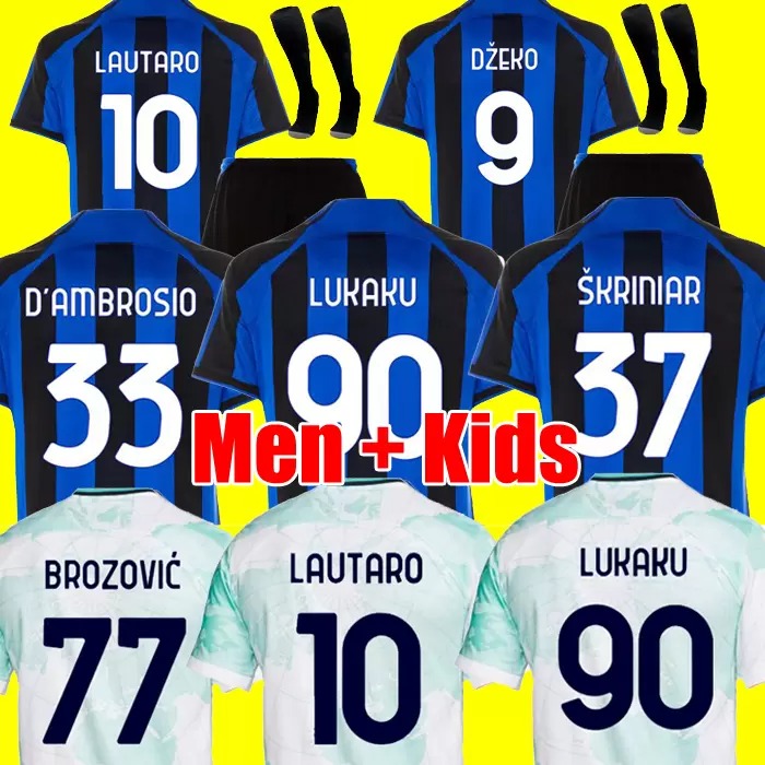 

2022 2023 LUKAKU soccer jersey BARELLA DZEKO INTERS LAUTARO MILANS ERIKSEN SKRINIAR VIDAL BROZOVIC football shirt 22 23 uniforms men kids kits sets, 22/23 home