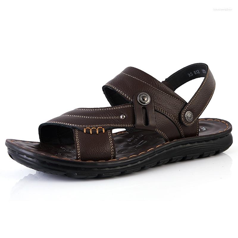 

Sandals Big De Piel 39 Cuero Outdoor Plage Summer Mens Homme Beach Men Sandalia Male Comfort Dress S On For Couro Hombre, Black