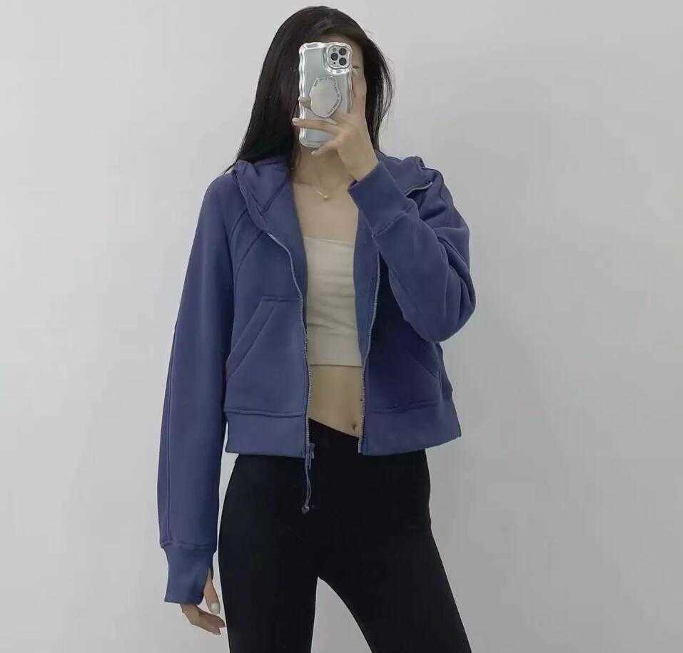 

Lu01 Yoga Outfits Sweatshirt Scuba Hoodies Full Zip Ovesized Coat Gym Clothes Women Sweater, Grey purple
