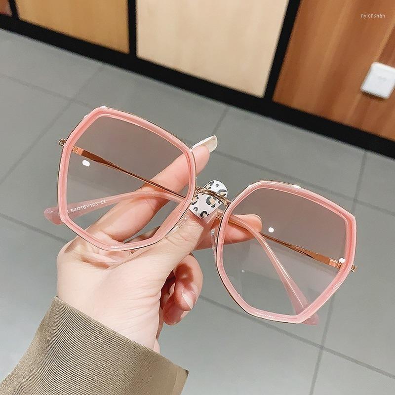 

Sunglasses Fashion Women's Polygonal Pink Summer Anti-ultraviolet Glasses Big Face Slim Frame
