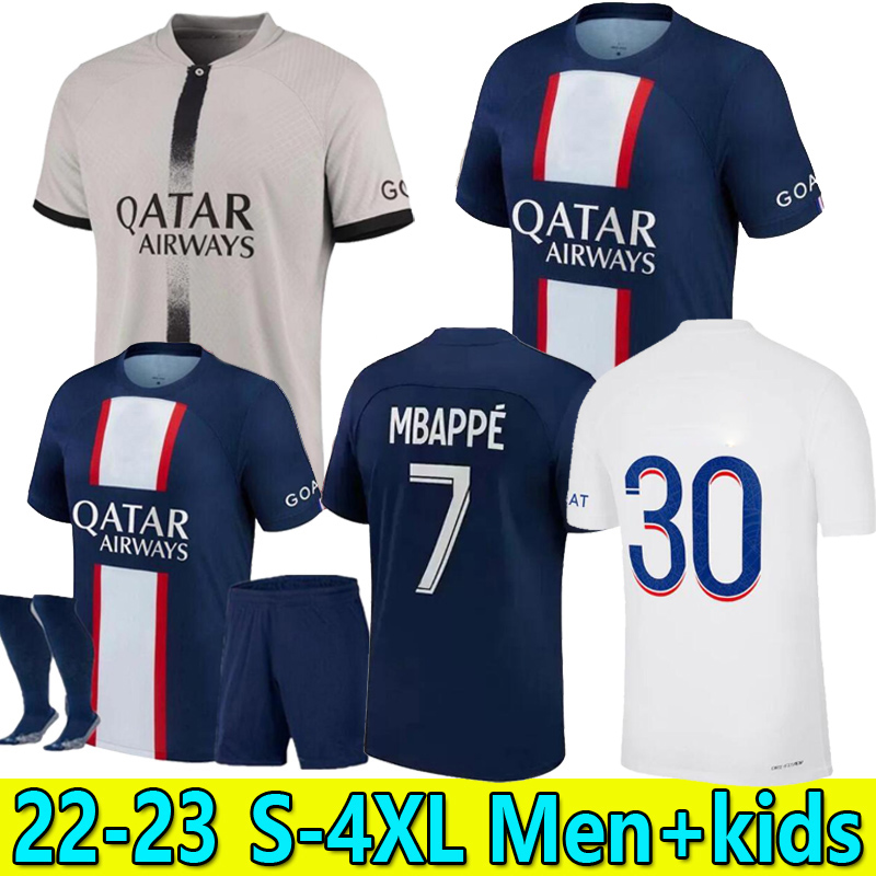 

S-4XL  23 MBAPPE soccer jersey 2022 2023 PLAYER #30 SERGIO RAMOS pSGS VERRATTI KIMPEMBE Maillots de football shirt ICARDI DI MARIA DRAXLER kids kit uniforms, 22/23 away