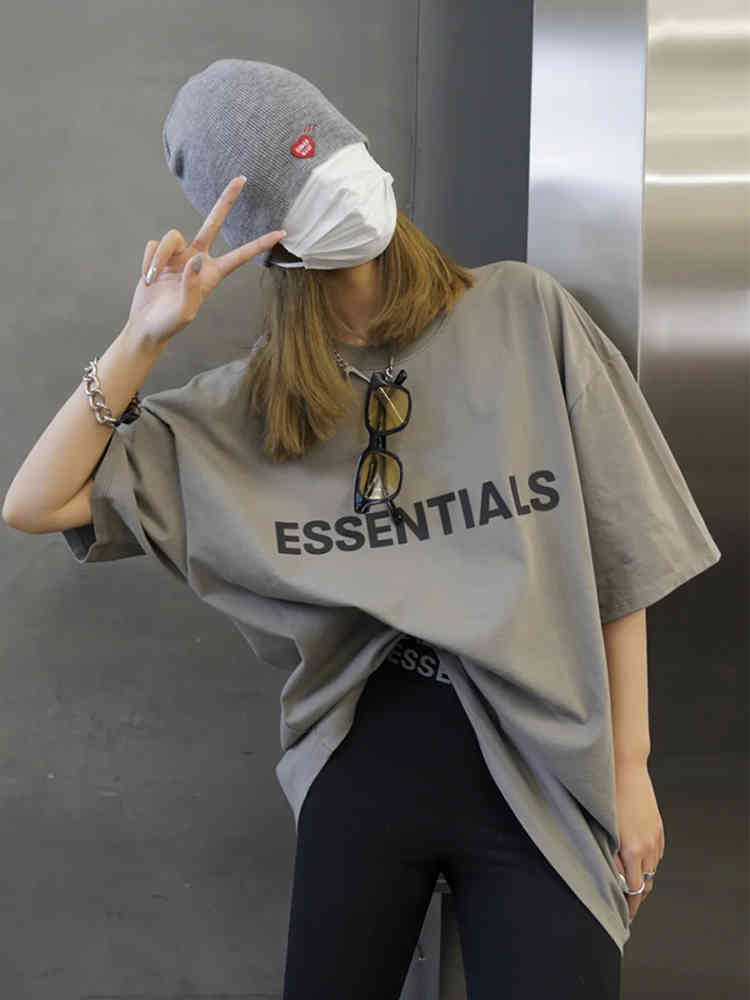 

Designer Summer 2023 Cotton t Shirt Feel of GoddessEssentilass Fog Double Thread Short Sleeve t Shirt TE79, Double line fog carbon grey