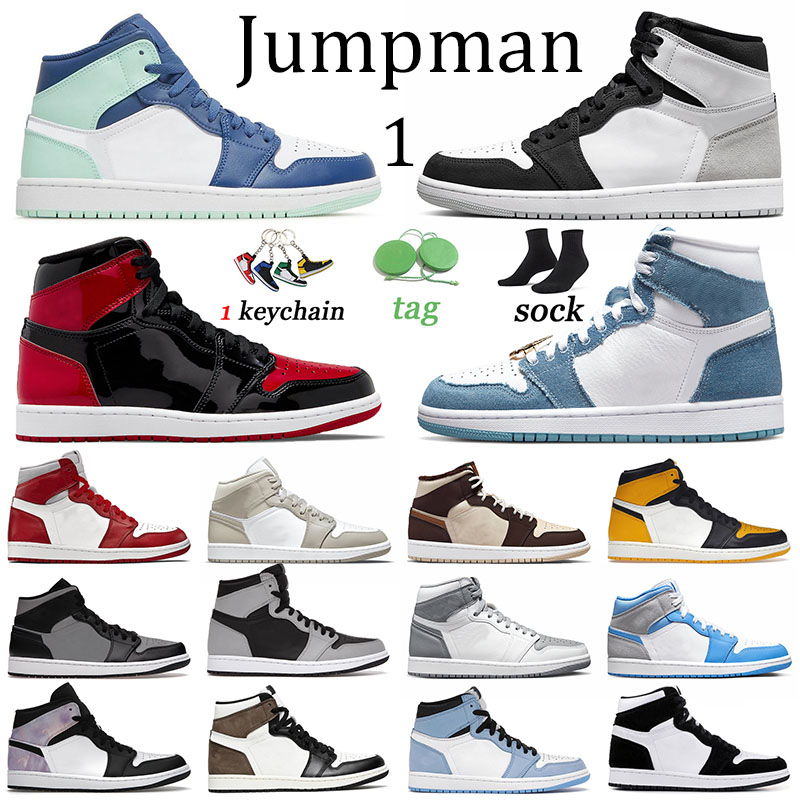 

Classic 1 Jumpman Basketball Shoes Trainers J1 Women 1s College Grey University Blue Yellow Toe Stealth Men Chenille Diamond Sports Denim, 36-46 diamond shorts