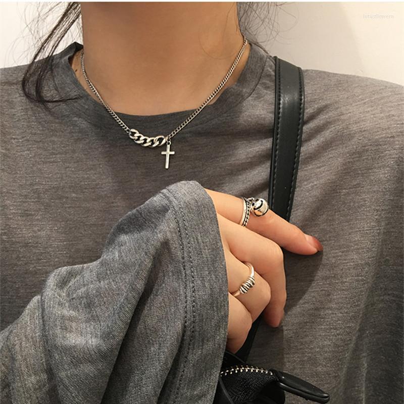 

Chains 2022 1 Pc Retro Short Cross Necklace Simple Punk Link Chain Vintage Pendant For Women Man Party Gift Jewelry